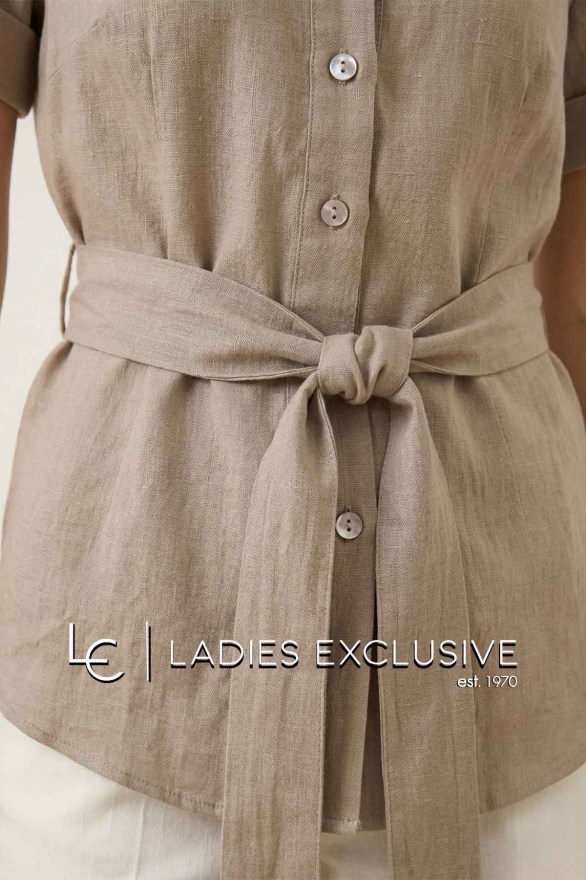 BELLA P. Πουκάμισο κοντομάνικο λινό